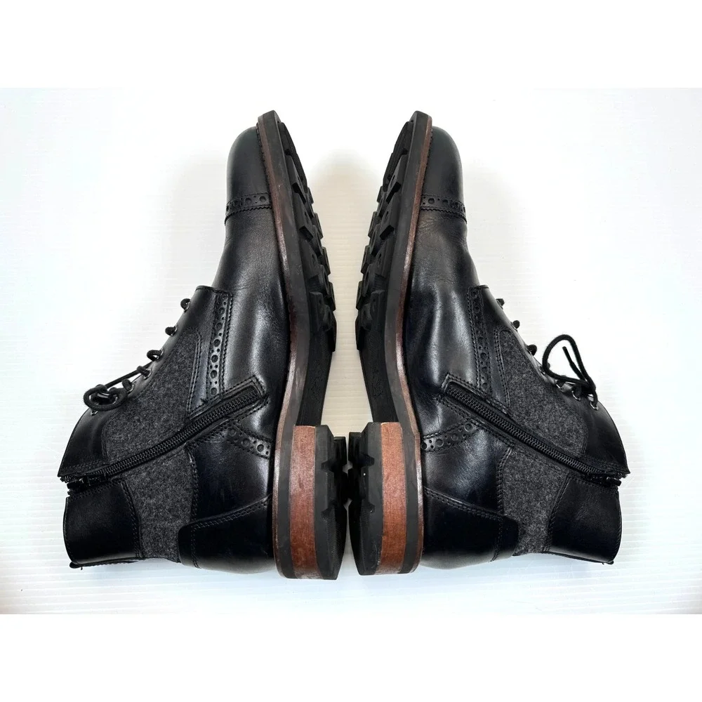 Johnson & Murphy 1850 Fullerton Cap-Toe Boots Mens 8.5 EUC Black Leather 27-1711